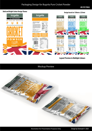 Insect-based foods company needs bright, eye catching pouch design for its Pure Cricket Powder | Design Emballage par Chromax8