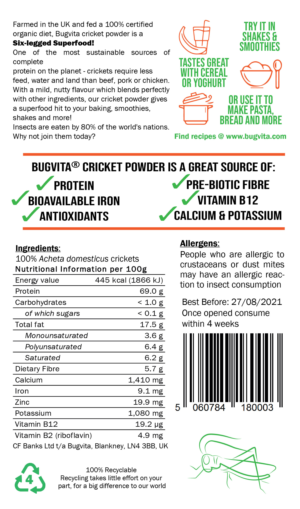 Insect-based foods company needs bright, eye catching pouch design for its Pure Cricket Powder | Design Emballage par Inaaina
