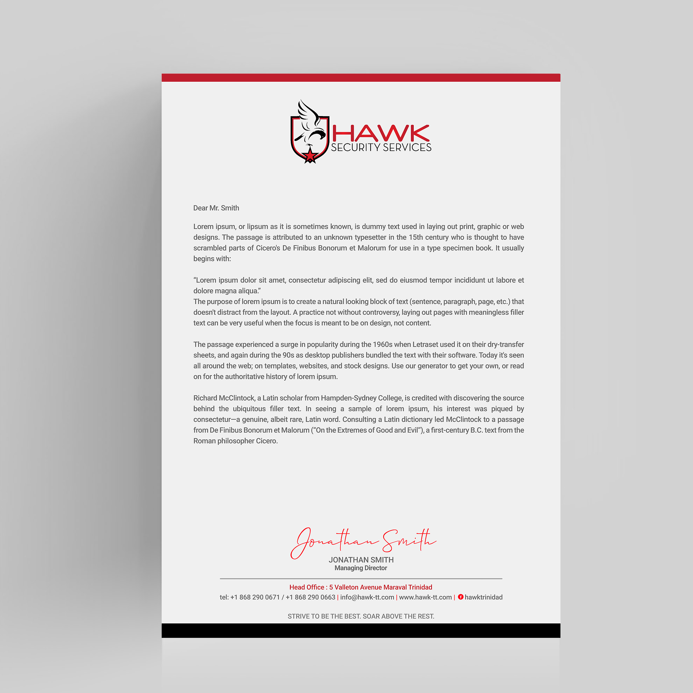 Letterhead Design by Designers Hub for Hawk Security Services Ltd.  | Design #25355208