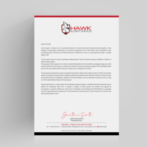 Briefkopf-Design von Designers Hub für Hawk Security Services Ltd.  | Design: #25355208