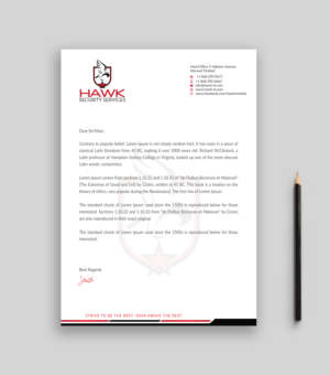 Briefkopf-Design von Musa. A für Hawk Security Services Ltd.  | Design: #25339007