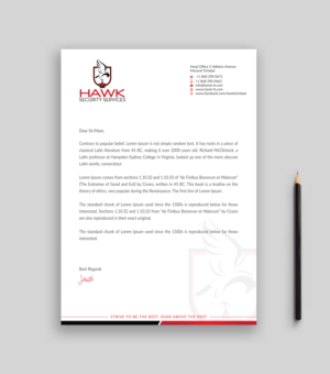Briefkopf-Design von Musa. A für Hawk Security Services Ltd.  | Design: #25339014
