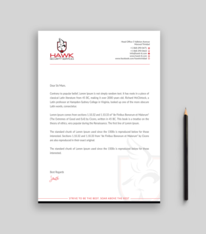 Briefkopf-Design von Musa. A für Hawk Security Services Ltd.  | Design: #25339016