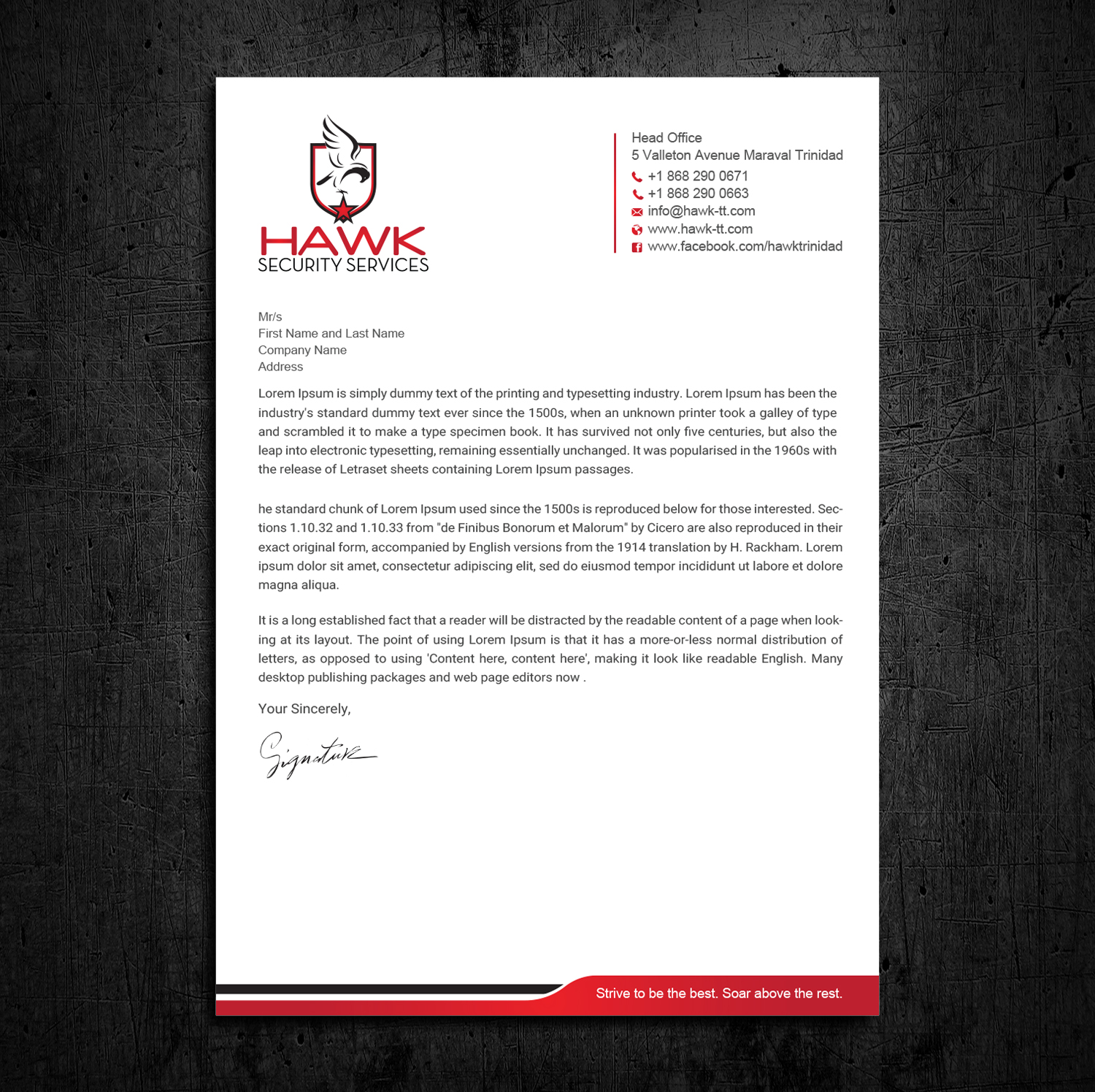 Letterhead Design by Uttom 2 for Hawk Security Services Ltd.  | Design #25342181