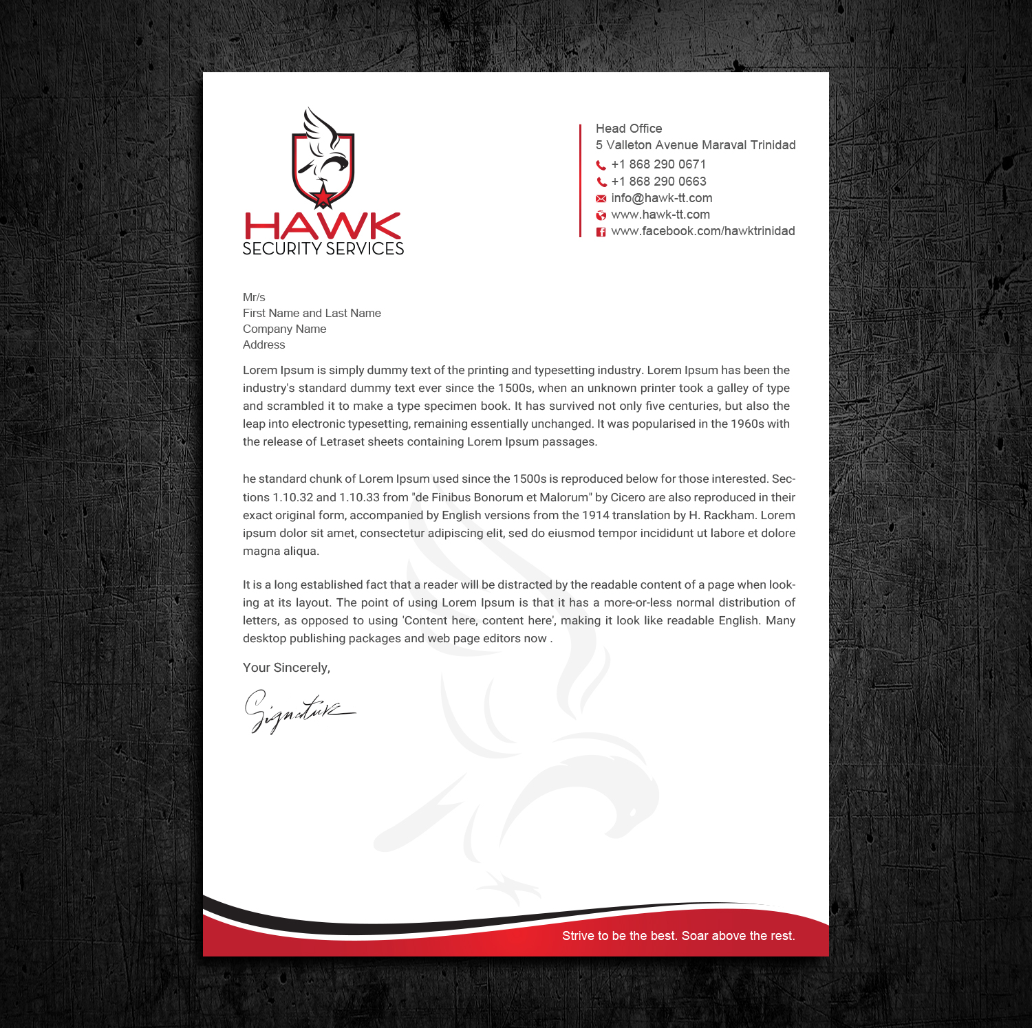 Letterhead Design by Uttom 2 for Hawk Security Services Ltd.  | Design #25342182