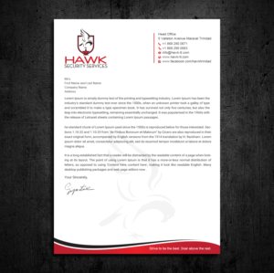 Briefkopf-Design von Uttom 2 für Hawk Security Services Ltd.  | Design: #25342182