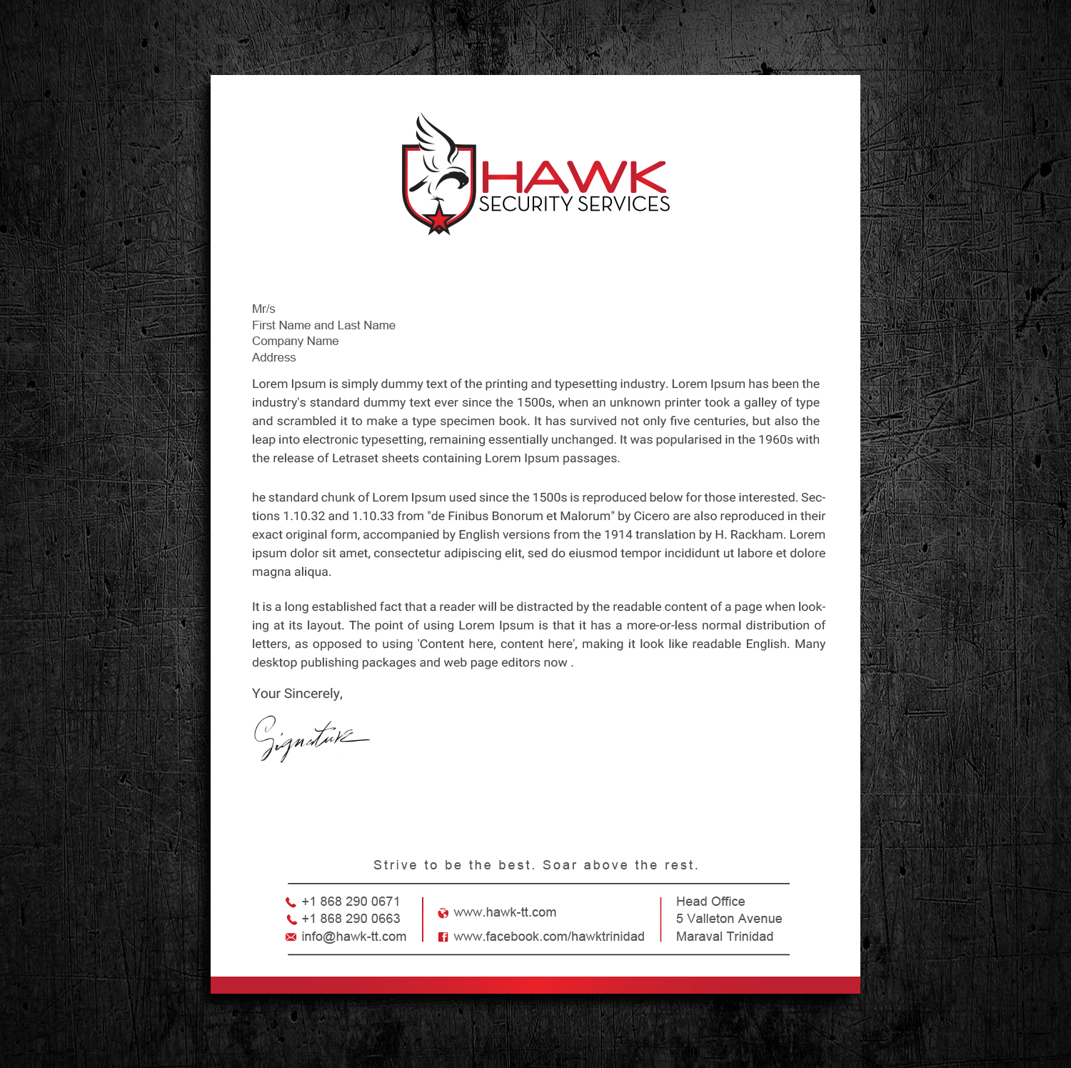 Diseño de Membrete por Uttom 2 para Hawk Security Services Ltd.  | Diseño #25342186
