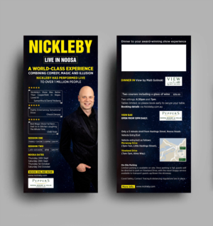 Heading: Nickleby (small font: under Nickleby.. LIVE IN NOOSA) | Diseño de Flyer por GraphicsGuru