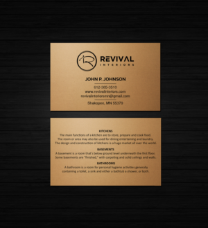 Design de Carte de Visite par Creations Box 2015 pour Revival Interiors | Design : #25371653