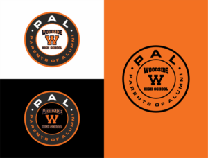 Text for newsletter header: Woodside High School Parents of Alumni | Logo-Design von Sibyle