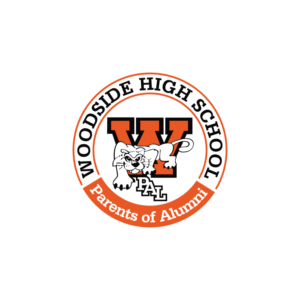 Text for newsletter header: Woodside High School Parents of Alumni | Logo Design by Rii