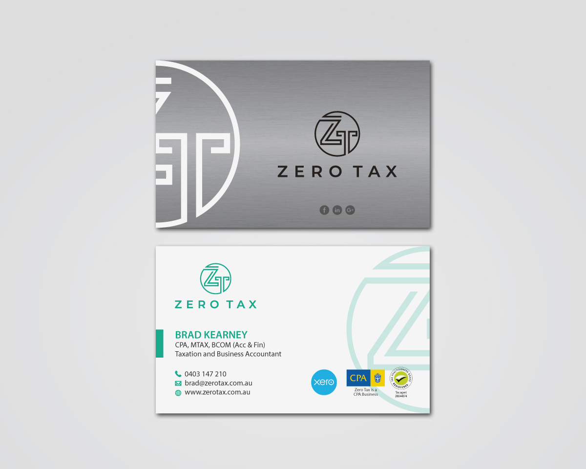 Business Card Design by MDesign for Zero Tax | Design #25383932
