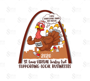 Thanksgiving T-shirt design for a virtual  5K running event | Diseño de Camiseta por SofiaDesignStudio