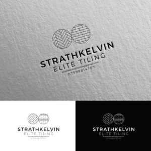 Business name,    Strathkelvin Elite Tiling, also email address: strathkelvinelitetiling@gmail.com and a mobile number Tel: 07598814707 | Logo Design by Rii