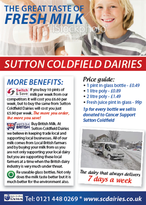Diseño de Flyer por Ekanite para Sutton Coldfield Dairies | Diseño: #734276