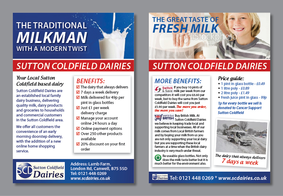 Flyer Design by Ekanite for Sutton Coldfield Dairies | Design #735300