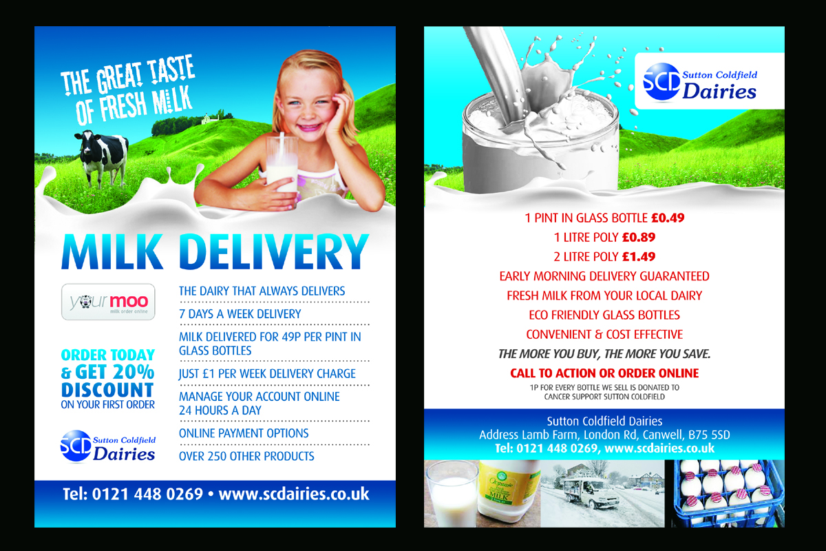 Diseño de Flyer por Andreev para Sutton Coldfield Dairies | Diseño #734672