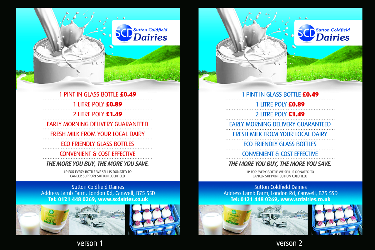 Flyer Design by Andreev for Sutton Coldfield Dairies | Design #734793