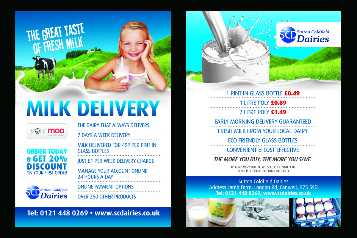 Flyer Design by Andreev for Sutton Coldfield Dairies | Design #735180