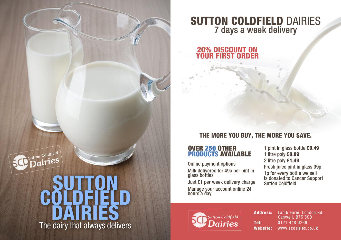 Diseño de Flyer por D-Design para Sutton Coldfield Dairies | Diseño #730225