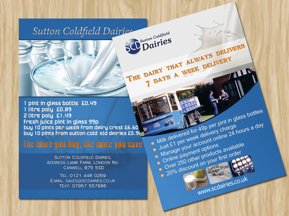 Flyer Design by Ahmed Alashry for Sutton Coldfield Dairies | Design #731127