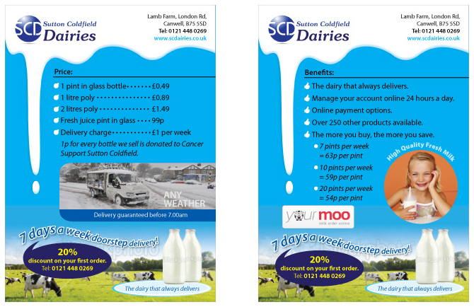 Diseño de Flyer por chuan para Sutton Coldfield Dairies | Diseño #732911