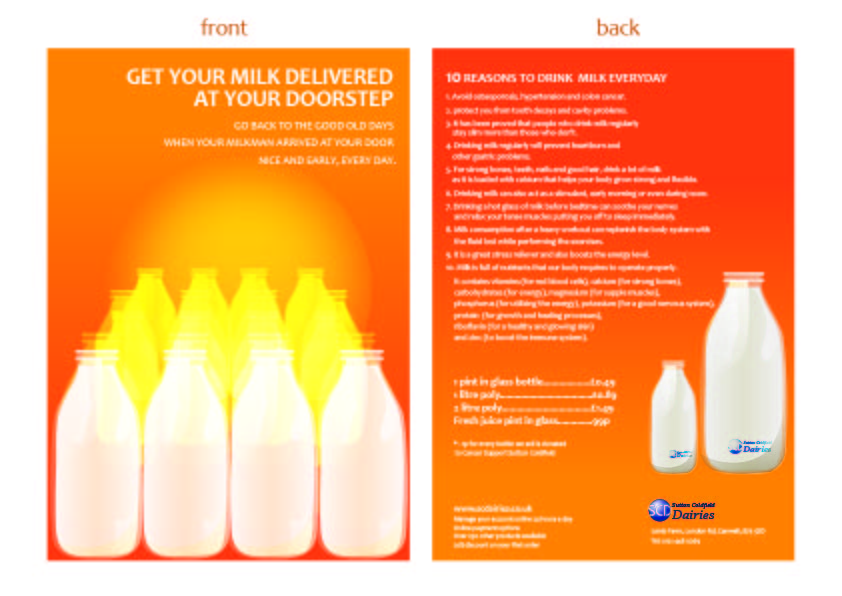 Flyer Design by M Joana Ribeiro for Sutton Coldfield Dairies | Design #730303