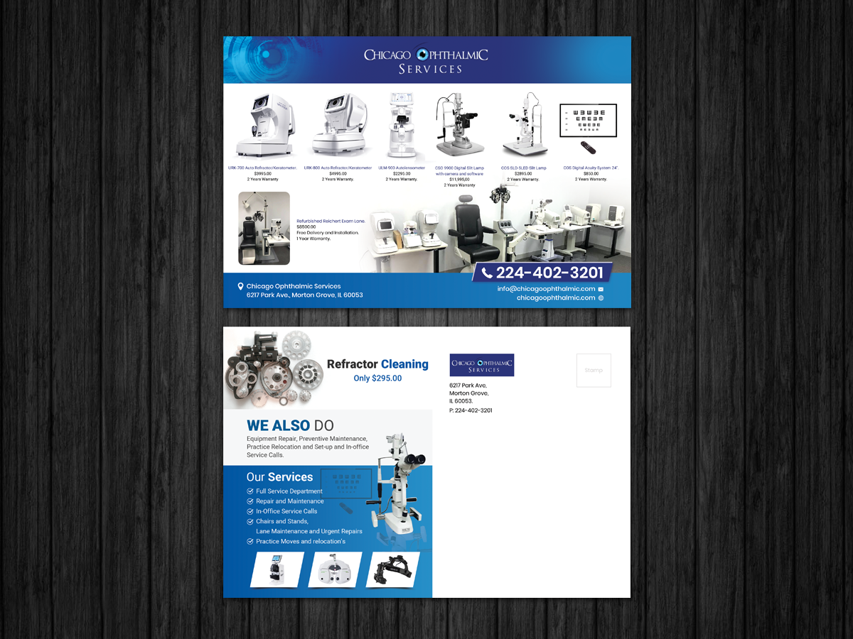 Postkarten-Design von Sandaruwan für Chicago Ophthalmic Services, Inc | Design #25460969
