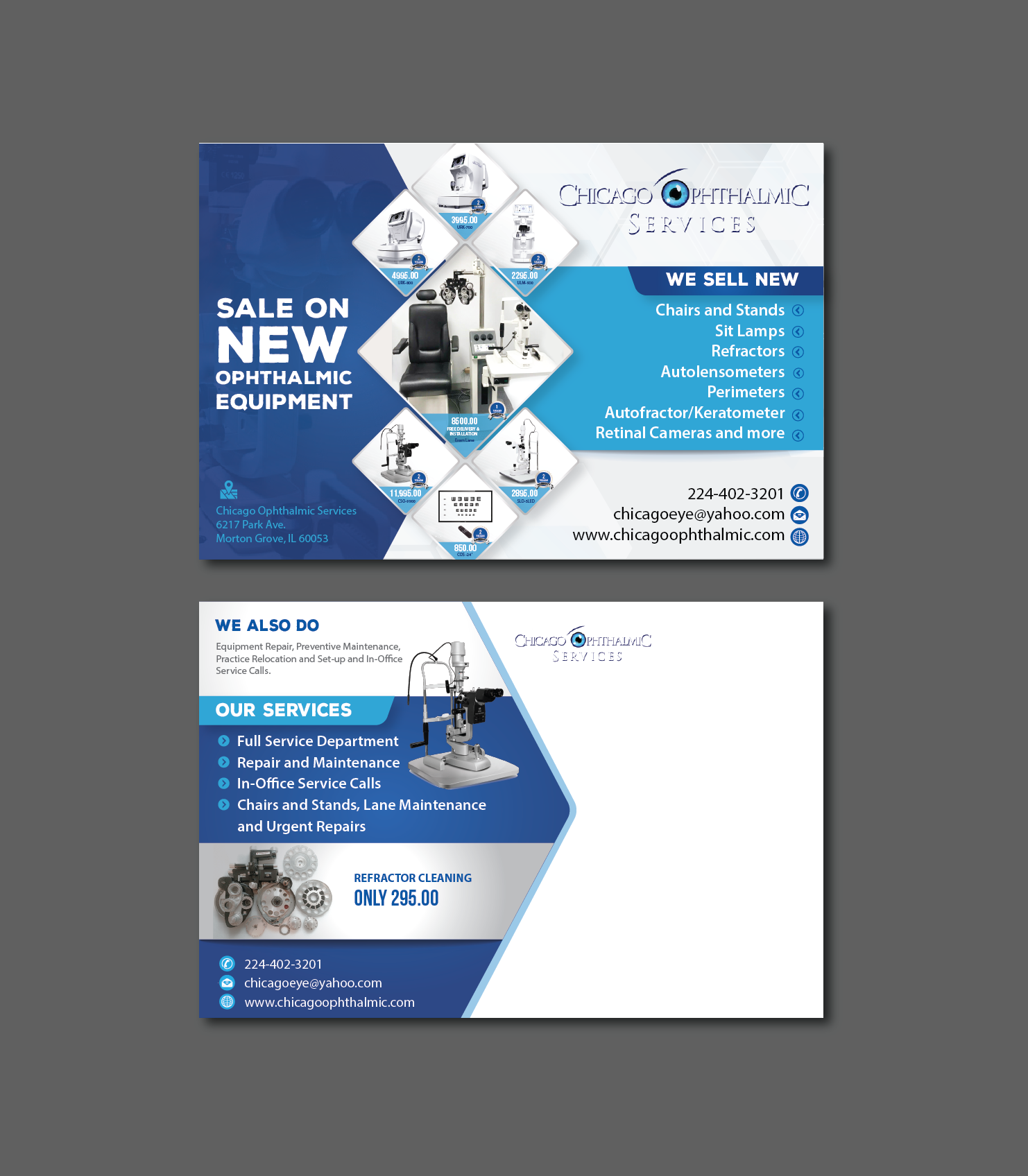 Diseño de Postal por alex989 para Chicago Ophthalmic Services, Inc | Diseño #25466014