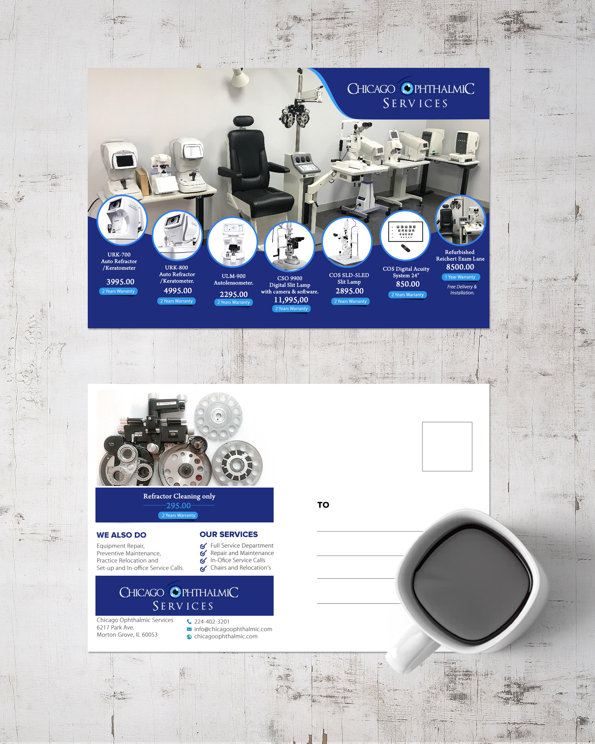 Postcard Design by chandrayaan.creative for Chicago Ophthalmic Services, Inc | Design #25444518