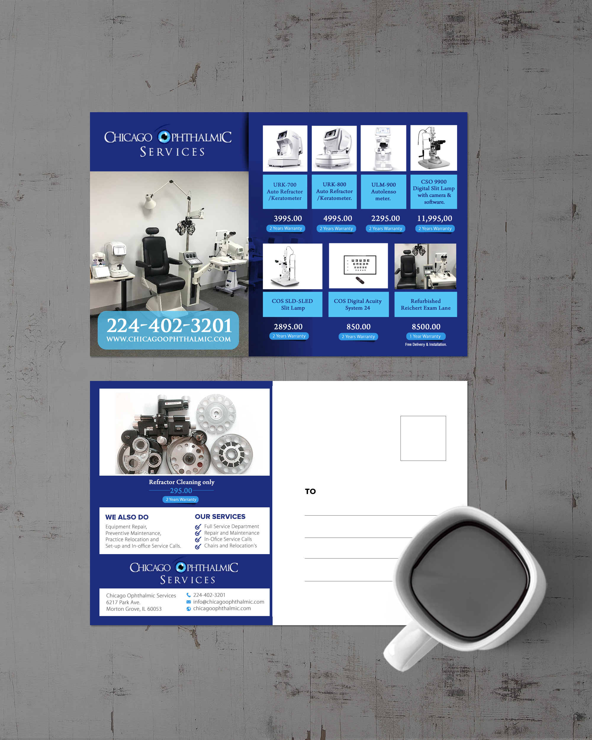 Postkarten-Design von chandrayaan.creative für Chicago Ophthalmic Services, Inc | Design #25452619