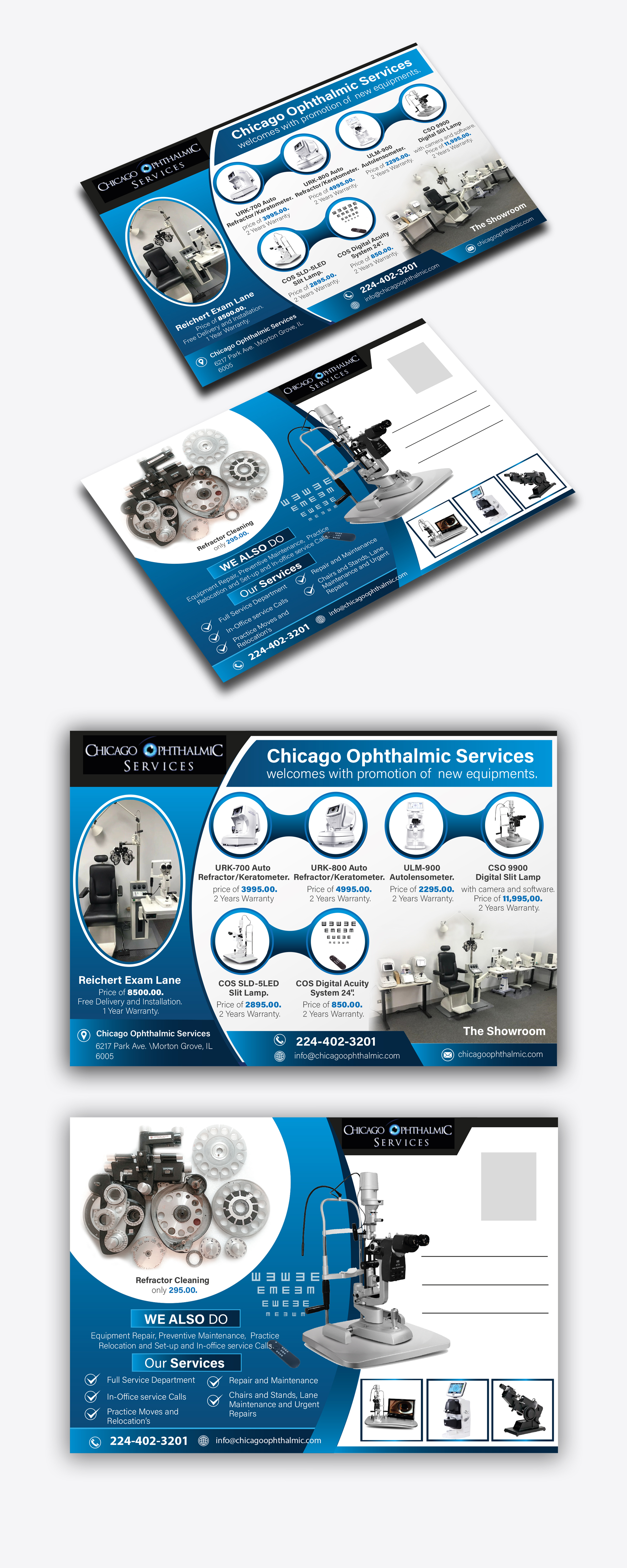 Postcard Design by subrataswar47 for Chicago Ophthalmic Services, Inc | Design #25465642