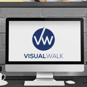 VISUAL WALK, with capital letters and initials of the company name. | Logo Design by Gerald Design 3