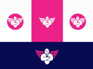 A bouncer outline, with angel wings  (no text) | Diseño de Logo por lnb...