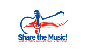 Share the Music!  (main emphasis)     •	A Virtual Festival for Bands, Choirs & Orchestras (secondary emphasis) | Logo Design by trufya