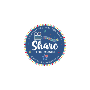 Share the Music!  (main emphasis)     •	A Virtual Festival for Bands, Choirs & Orchestras (secondary emphasis) | Logo Design by Amethystica