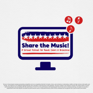 Share the Music!  (main emphasis)     •	A Virtual Festival for Bands, Choirs & Orchestras (secondary emphasis) | Diseño de Logo por z a n a