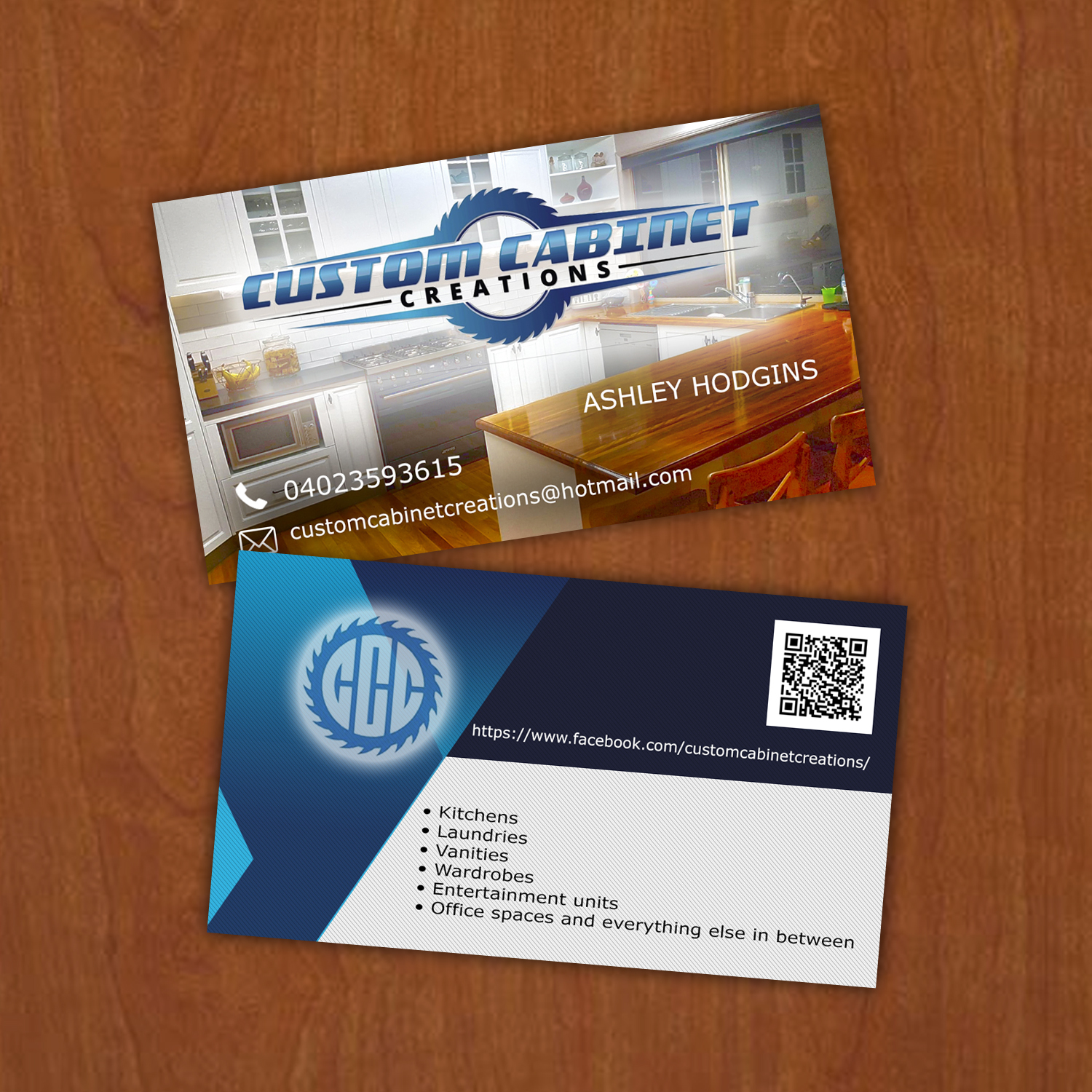 Business Card Design by Wally_F for Custom cabinet creations | Design #25490672