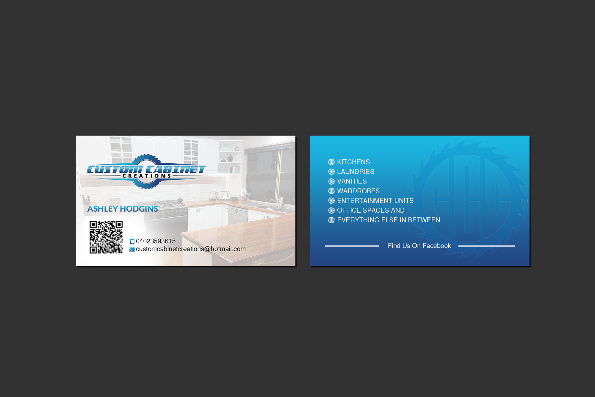 Business Card Design by Creations Box 2015 for Custom cabinet creations | Design #25496423