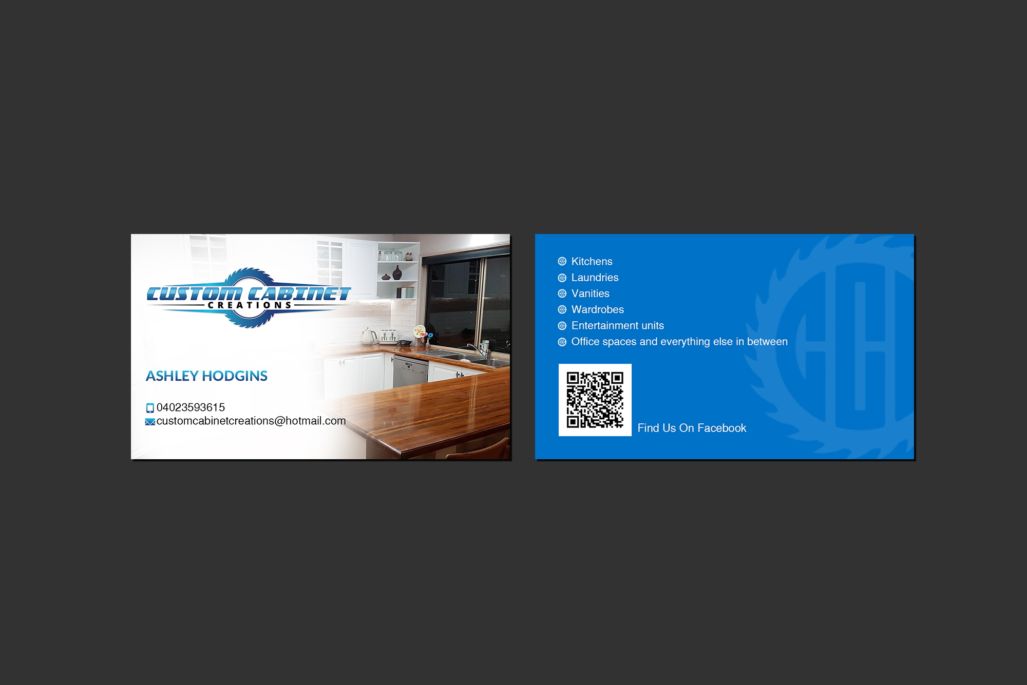 Diseño de Tarjeta de Presentación por Creations Box 2015 para Custom cabinet creations | Diseño #25496424