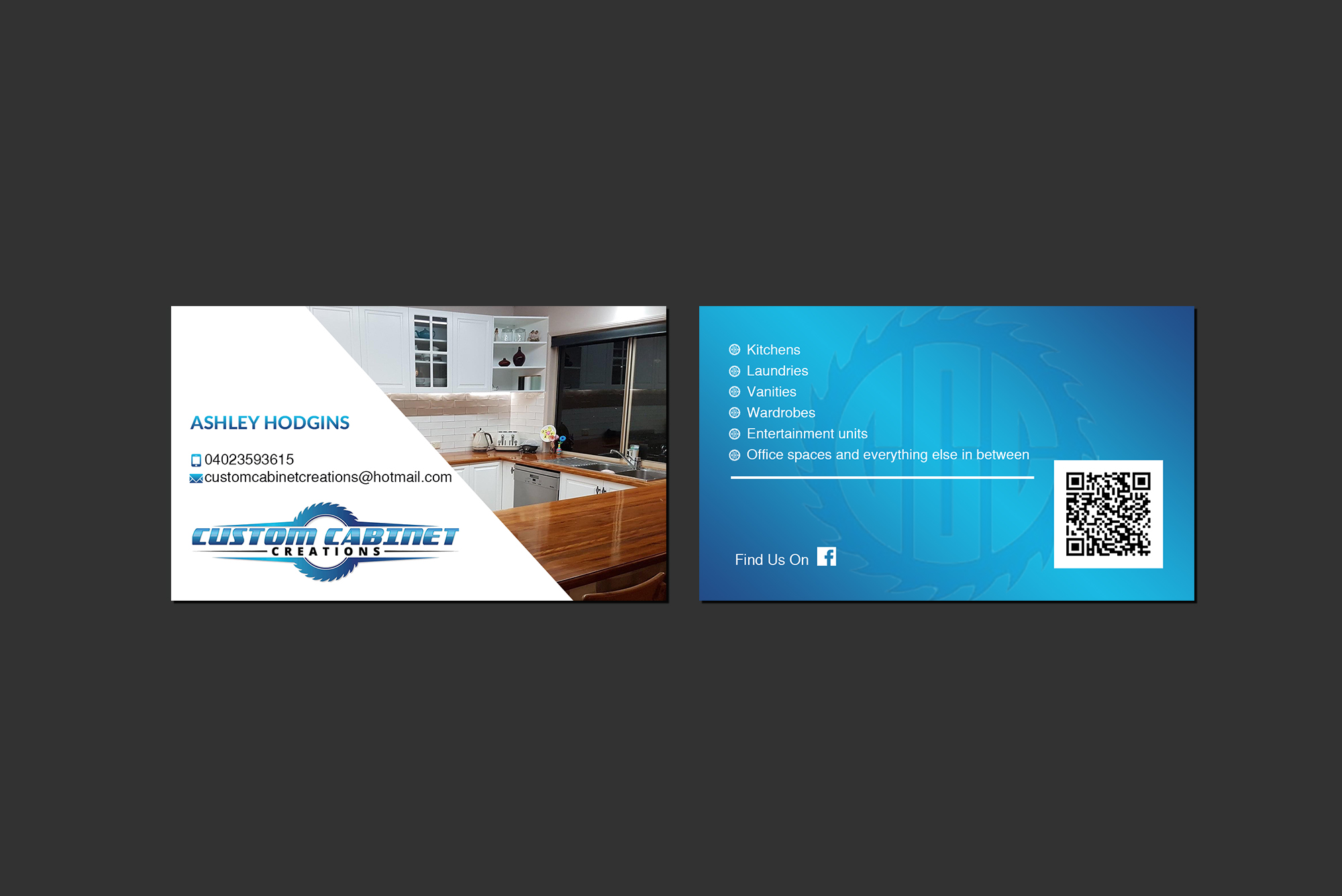 Business Card Design by Creations Box 2015 for Custom cabinet creations | Design #25496425