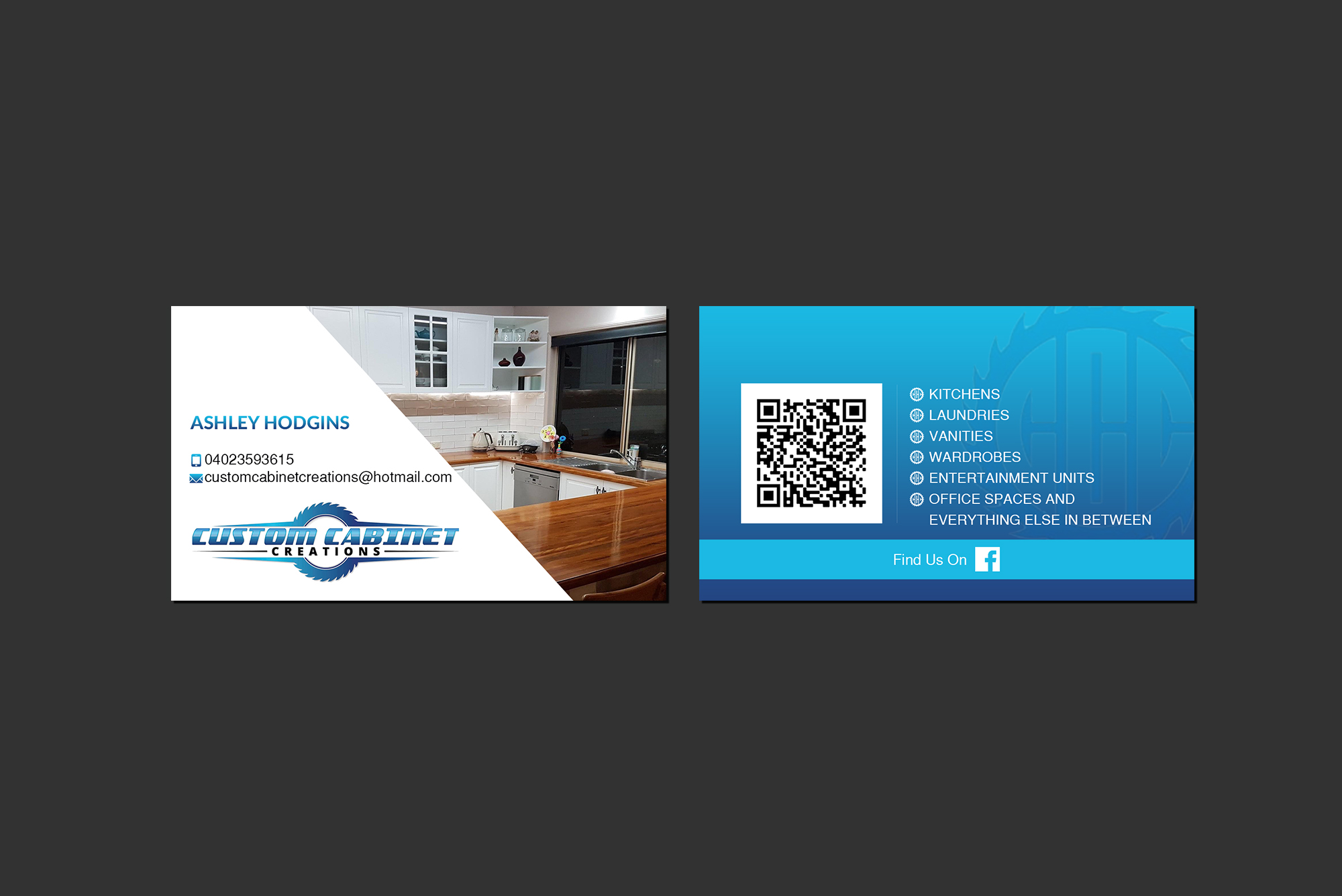 Business Card Design by Creations Box 2015 for Custom cabinet creations | Design #25496426