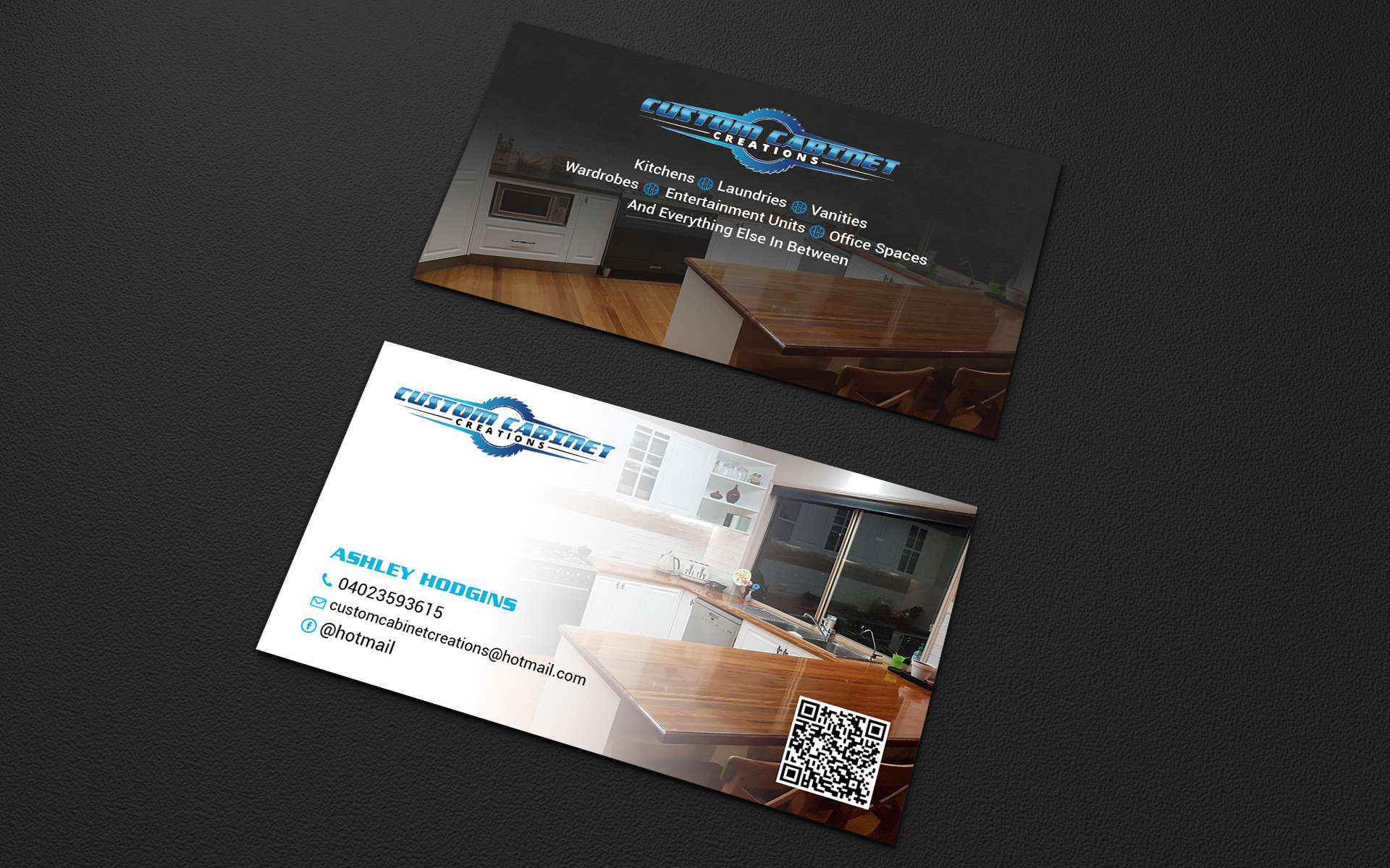 Business Card Design by LAXMI DESIGNHUB for Custom cabinet creations | Design #25493441