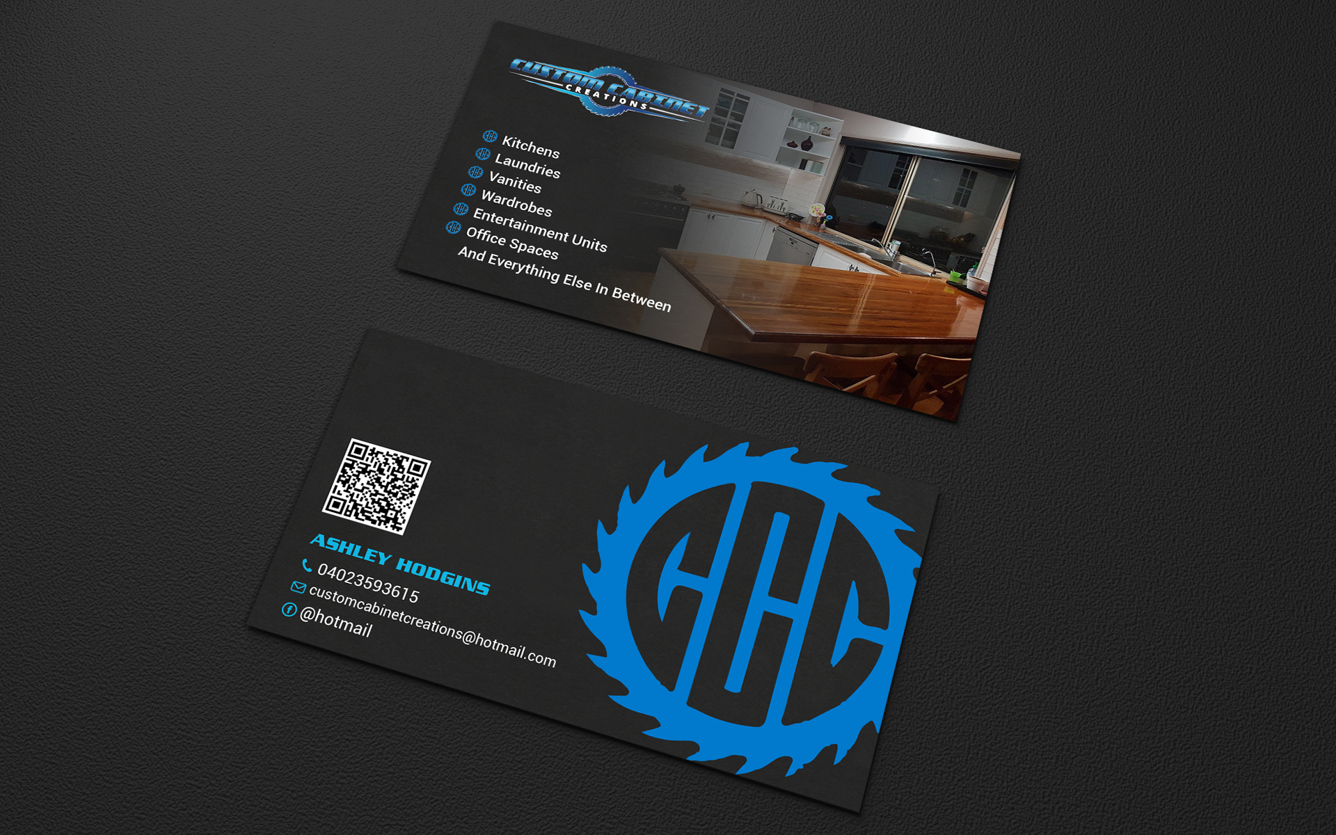 Business Card Design by LAXMI DESIGNHUB for Custom cabinet creations | Design #25493443