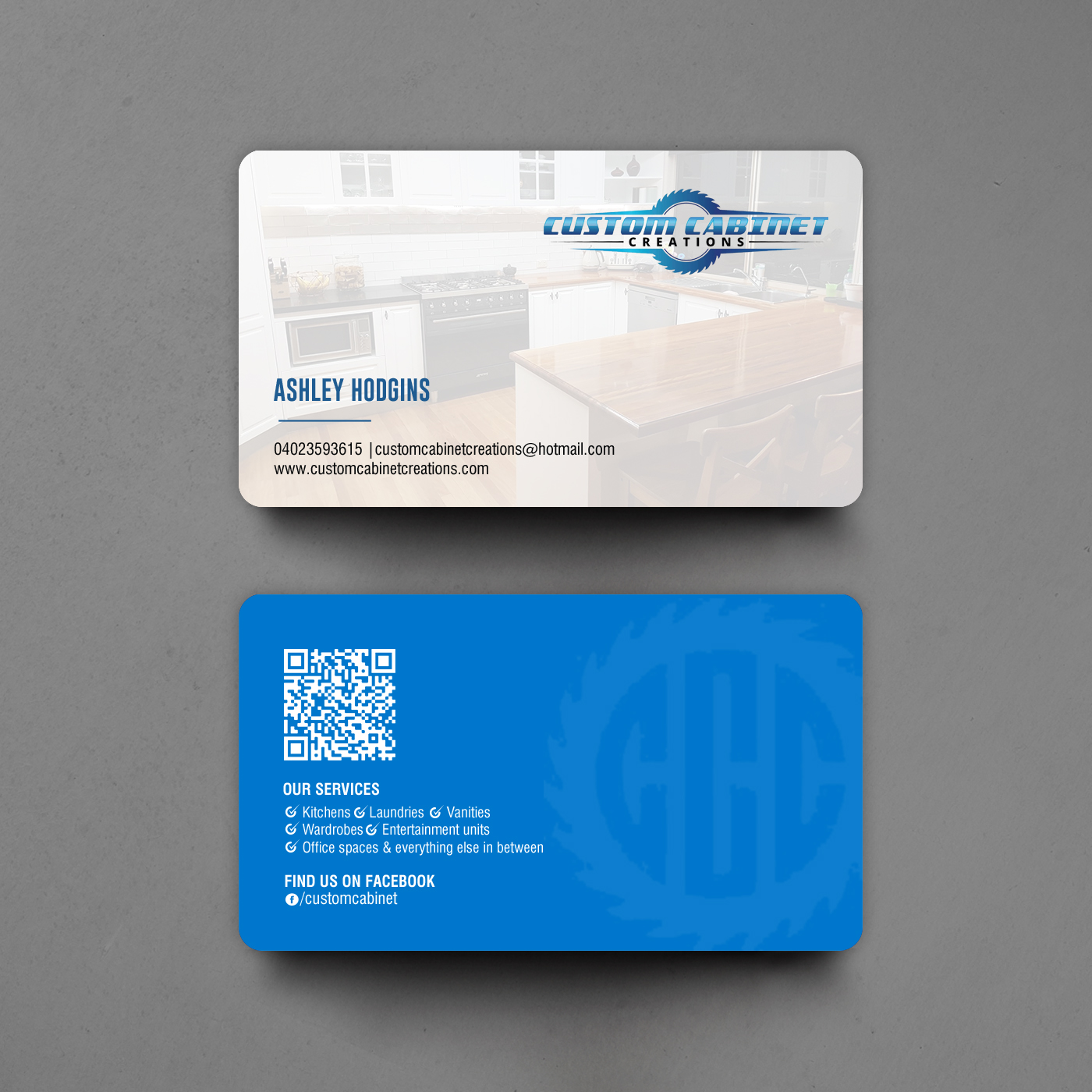 Business Card Design by chandrayaan.creative for Custom cabinet creations | Design #25484444