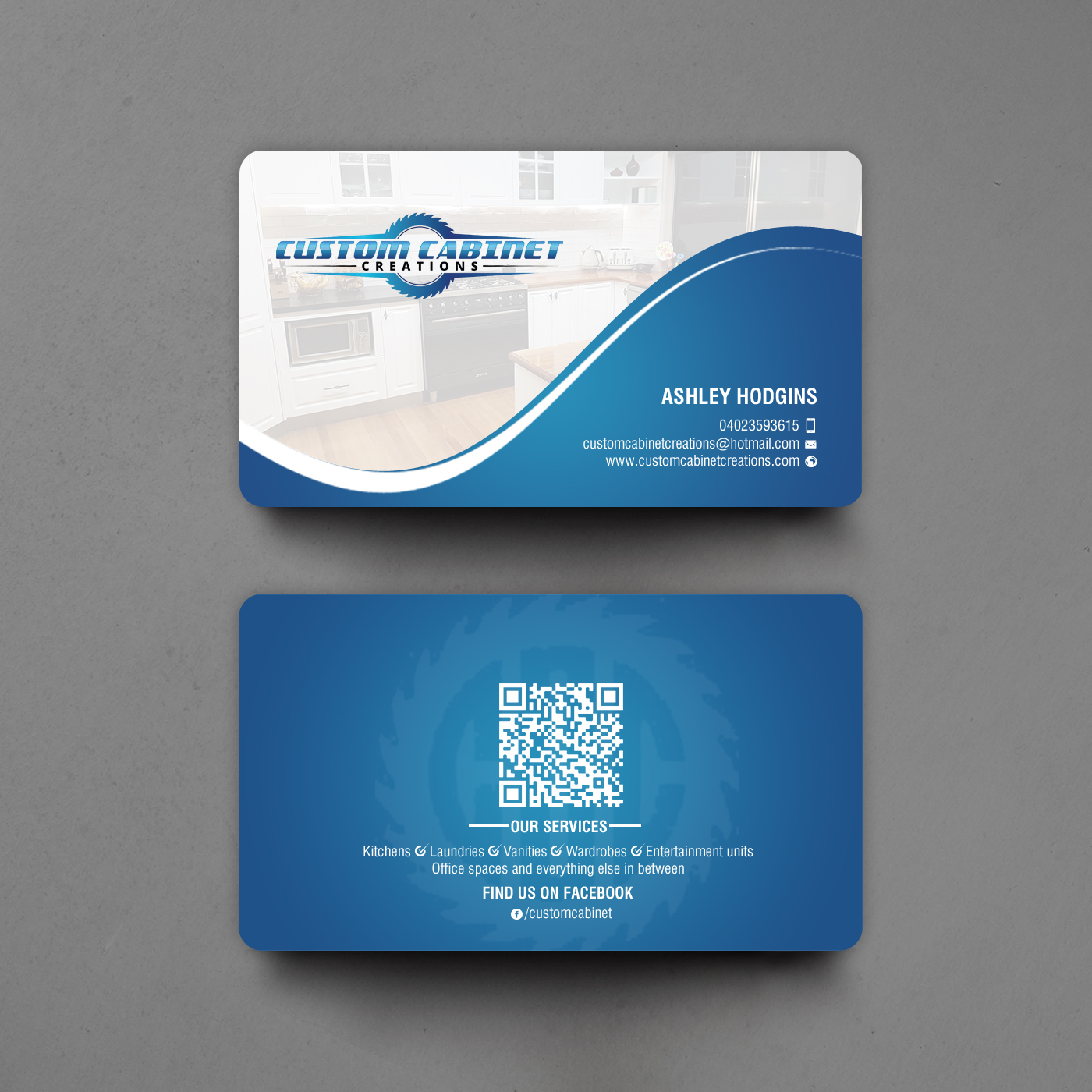 Business Card Design by chandrayaan.creative for Custom cabinet creations | Design #25484458