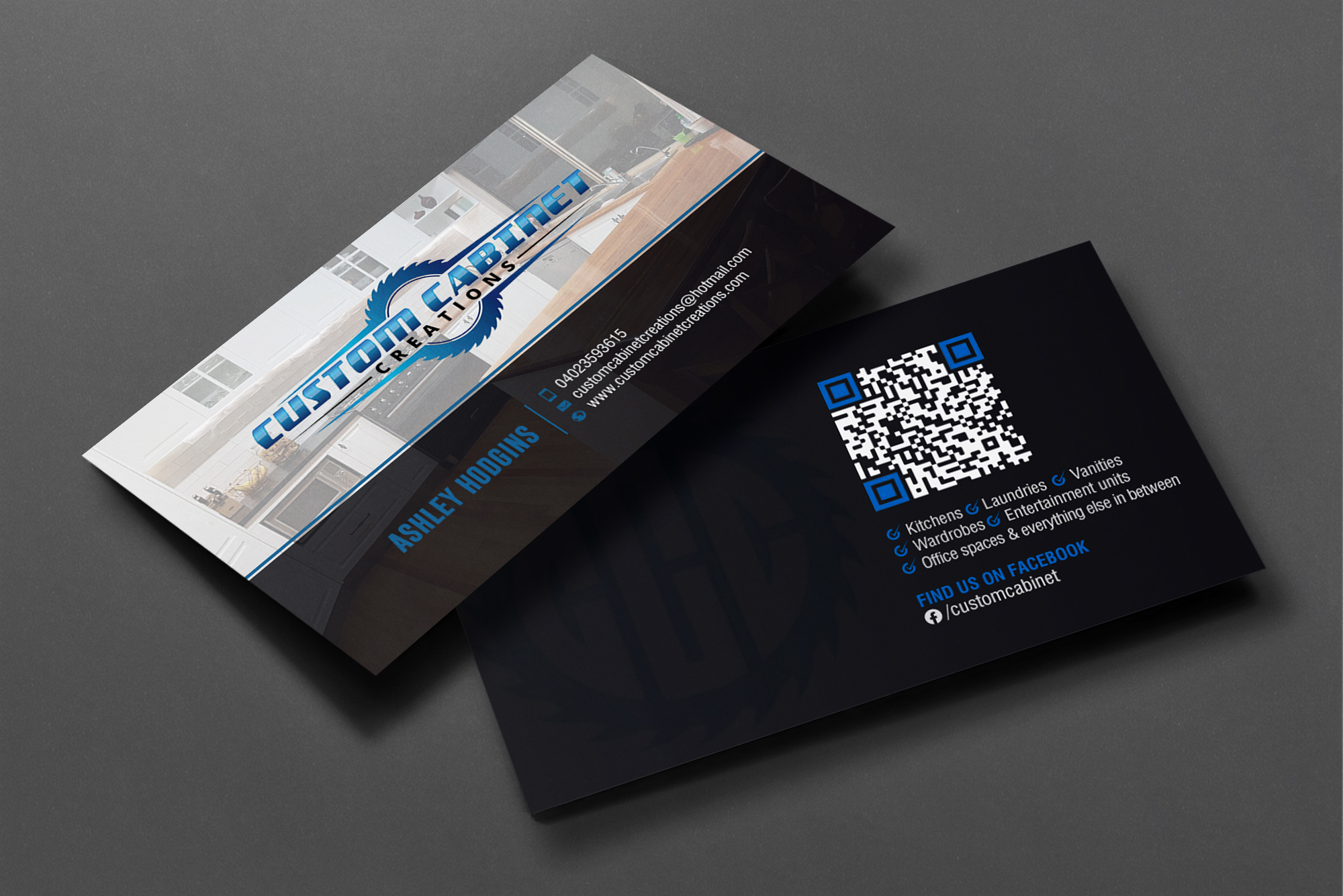 Business Card Design by chandrayaan.creative for Custom cabinet creations | Design #25484741