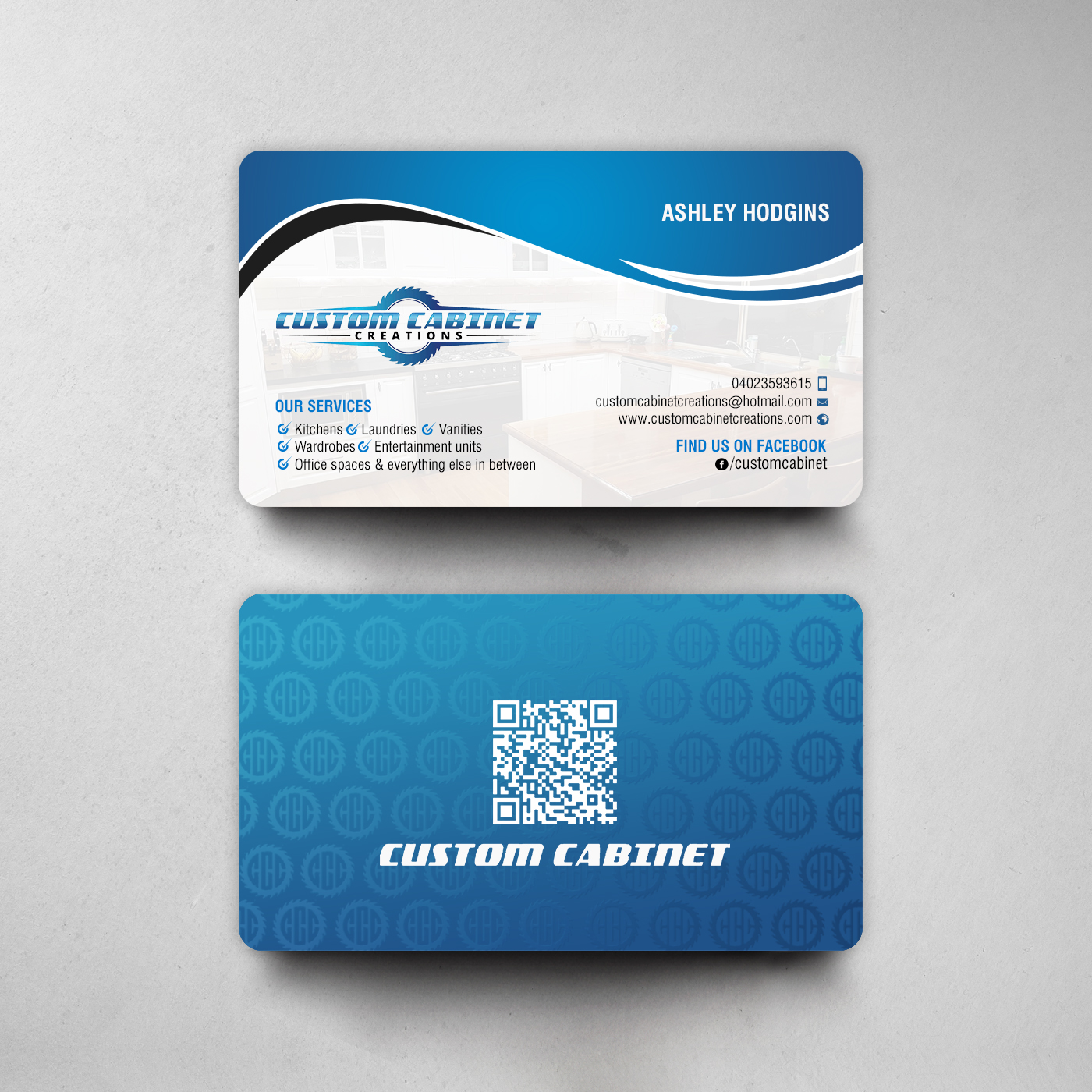 Diseño de Tarjeta de Presentación por chandrayaan.creative para Custom cabinet creations | Diseño #25485016