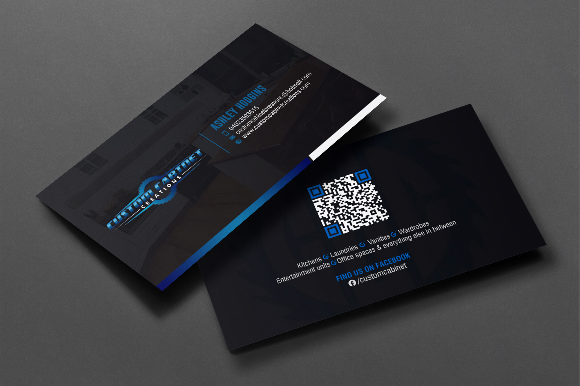 Business Card Design by chandrayaan.creative for Custom cabinet creations | Design #25485083