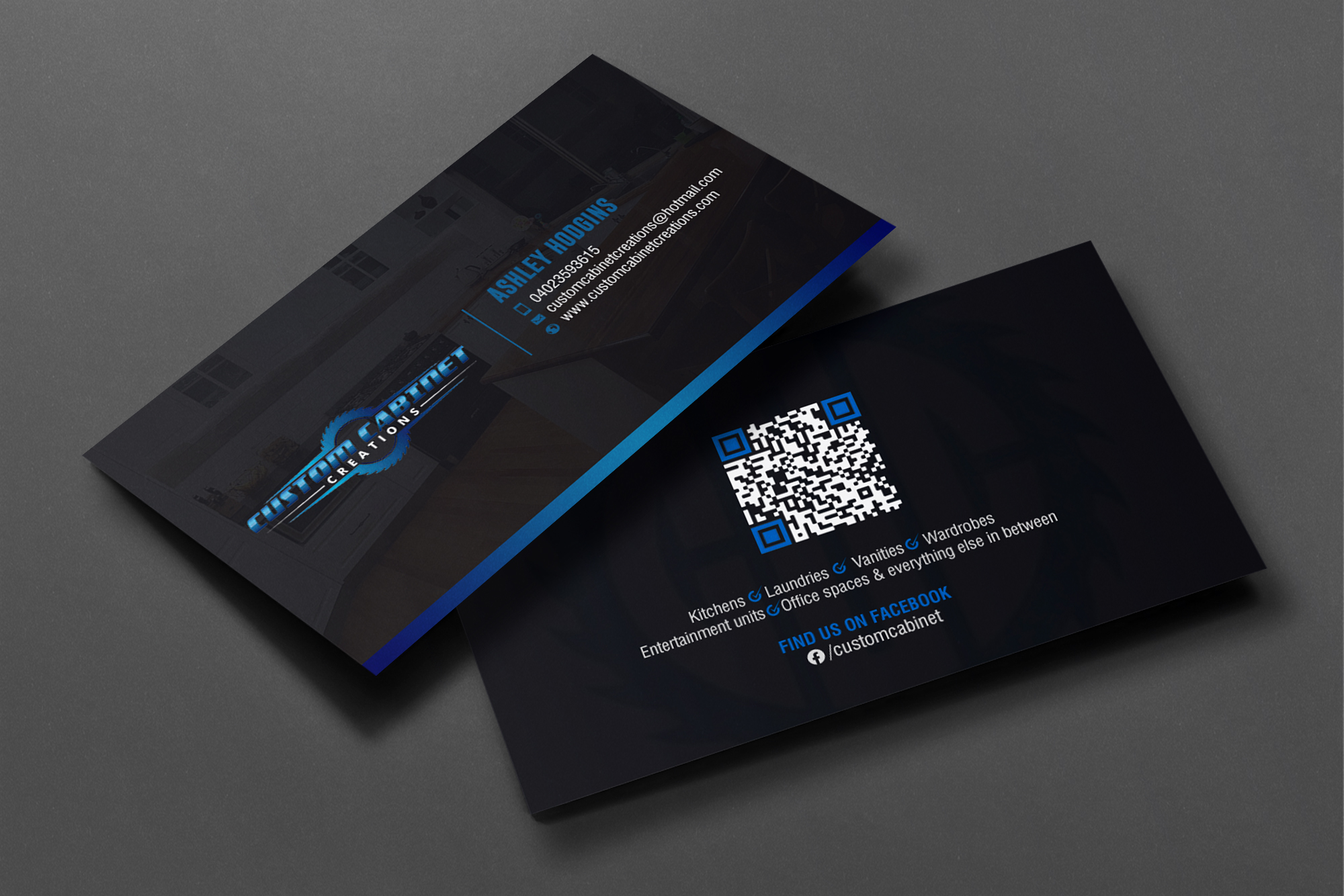 Business Card Design by chandrayaan.creative for Custom cabinet creations | Design #25485084
